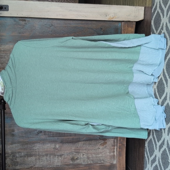 LOGO Lounge Swiss Dot Open Front Cardigan in Lagenlook Green - Women's XL - Picture 7 of 8